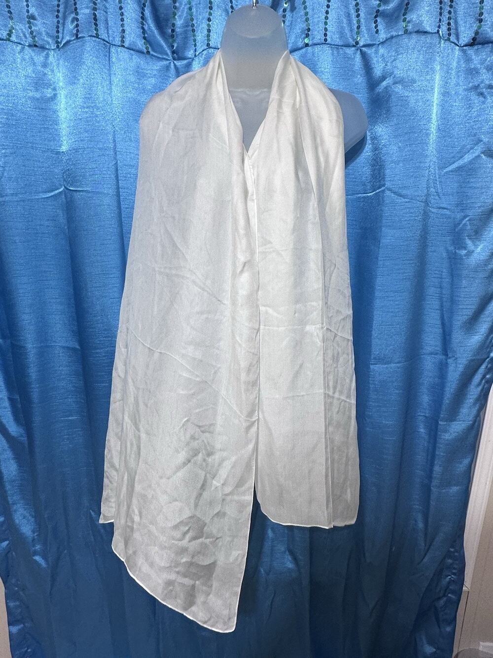 White Sheer 100% Silk Scarf 26x72